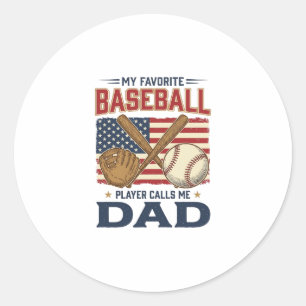 Sticker Rond Mon Joueur De Baseball Préféré M'appelle Papa Vint