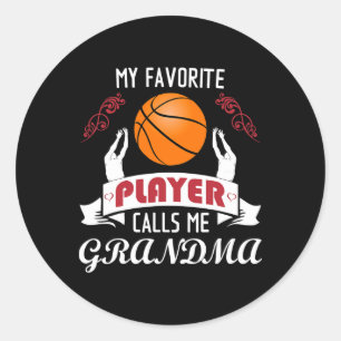 Sticker Rond Mon joueur de basket préféré m'appelle grand-mère