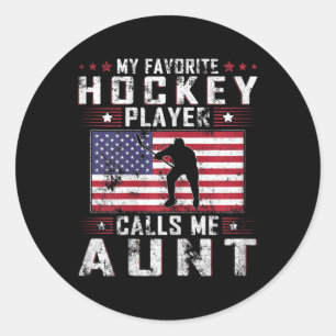 Sticker Rond Mon Joueur De Hockey Favori M'Appelle Tante Fête D
