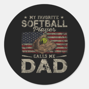 Sticker Rond Mon Joueur Softbyll Favori M'Appelle Papa Père&#;