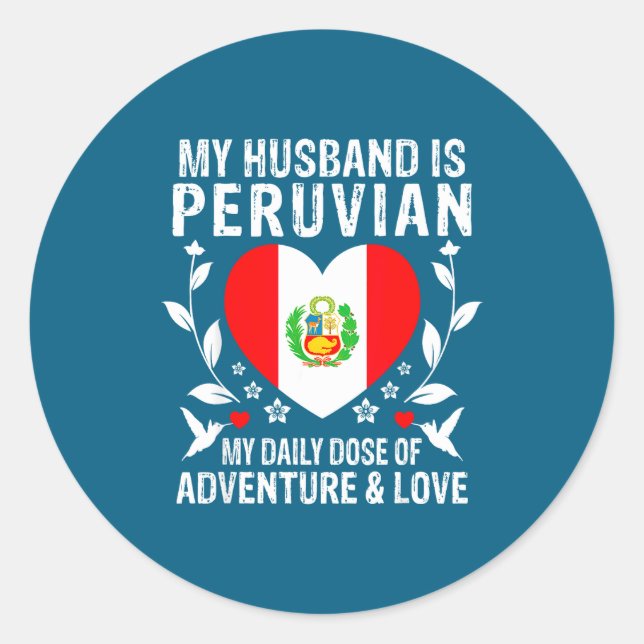 Sticker Rond Mon mari mari péruvien drapeau pérou (Devant)