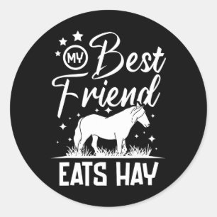 Sticker Rond Mon meilleur ami mange du foin