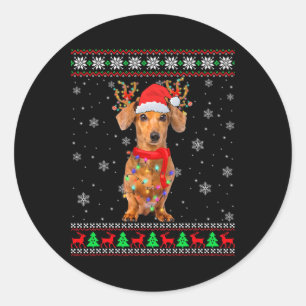 Sticker Rond Mon mignon pyjama de Noël Chemise Dachshund Chien