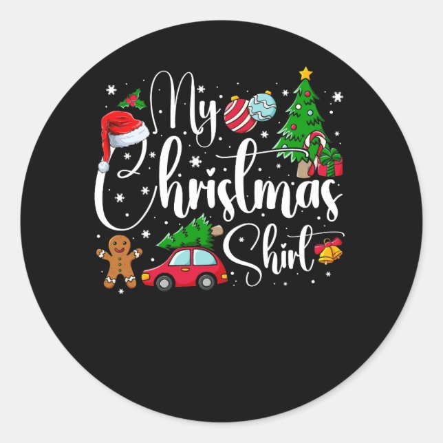 Sticker Rond Mon Noël Chemise en pain d'épices Ornement du Père (Devant)