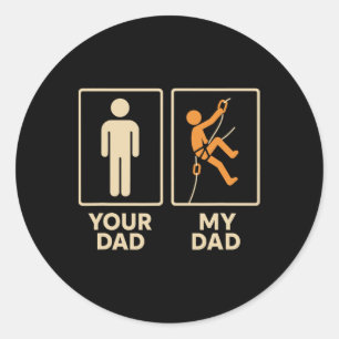 Sticker Rond Mon Papa Escalade Grimpeur Fille Fils Fête des Pèr