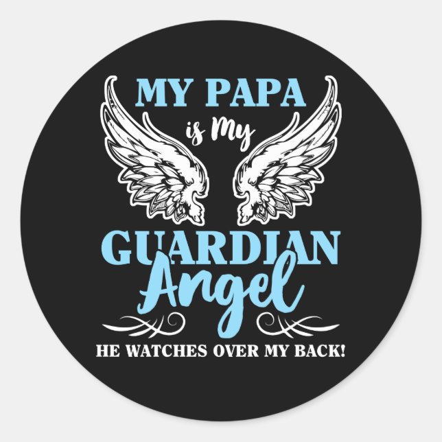 Sticker Rond Mon papa est mon ange gardien (Devant)