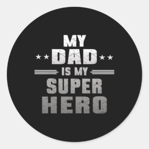 Sticker Rond Mon Père Est Mon Super Héros Papa Fête des pères