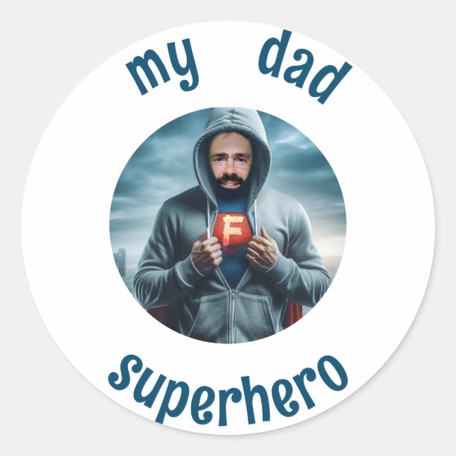 Sticker Rond Mon père est super-héros (Devant)