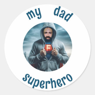 Sticker Rond Mon père est super-héros