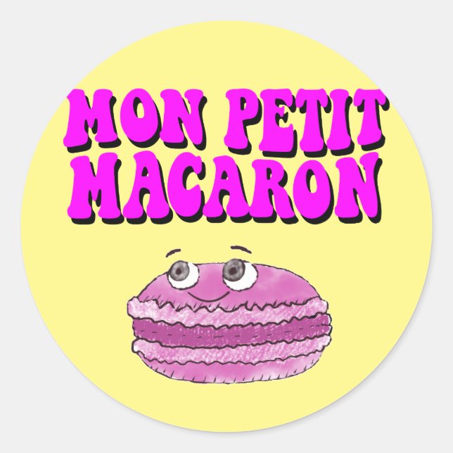 Sticker Rond Mon Petit Macaron Texte Super rétro (Devant)