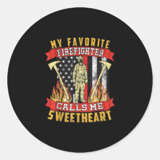 Sticker Rond Mon pompier préféré m'appelle ma chérie