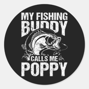 Sticker Rond Mon pote de pêche m'appelle Poppy Fête des Pères F