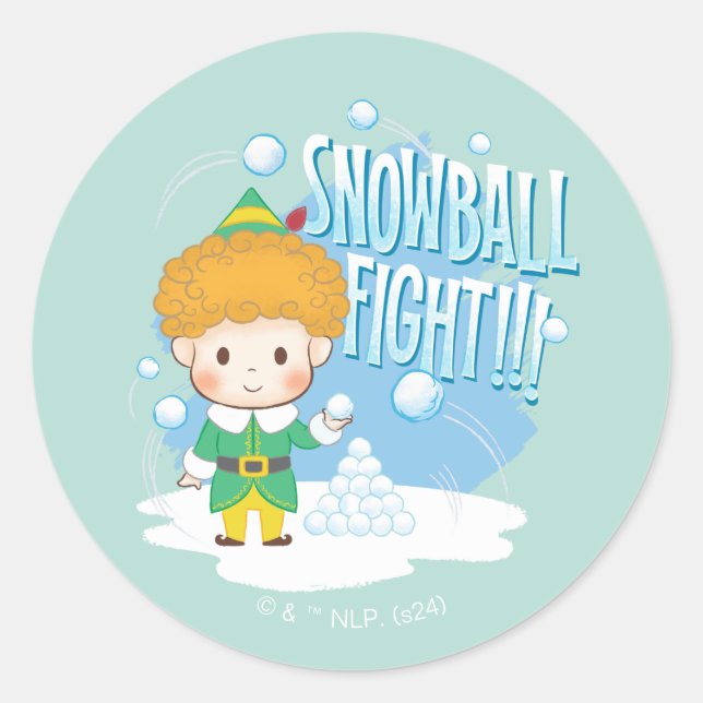 Sticker Rond Mon pote, l'Elf Snowball combat ! (Devant)