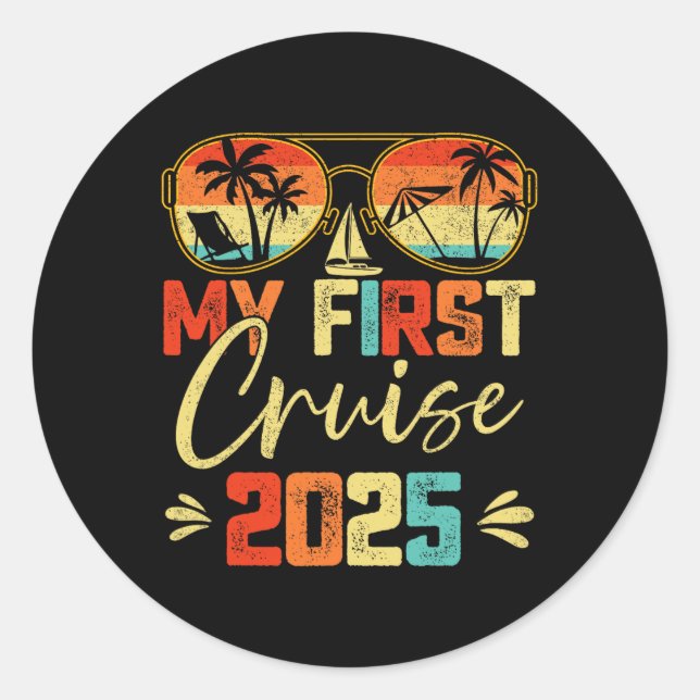 Sticker Rond Mon premier bateau de croisière familiale 2025 T (Devant)