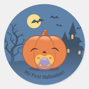 Sticker Rond Mon premier Citrouille de pacificateur Halloween