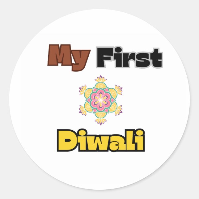 Sticker Rond Mon premier Diwali (Heureux Diwali) (Devant)