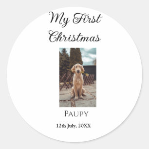 Sticker Rond Mon premier Noël ajoute le nom de l'animal chien c