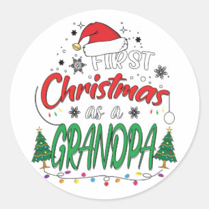 Sticker Rond Mon Premier Noël Comme Grand-Père Drôle Nouveau Gr
