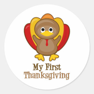 Sticker Rond Mon premier thanksgiving Turquie mignonne
