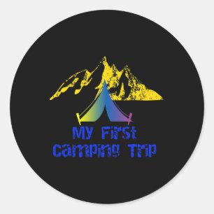 Sticker Rond Mon premier voyage de camping aventure randonnée t