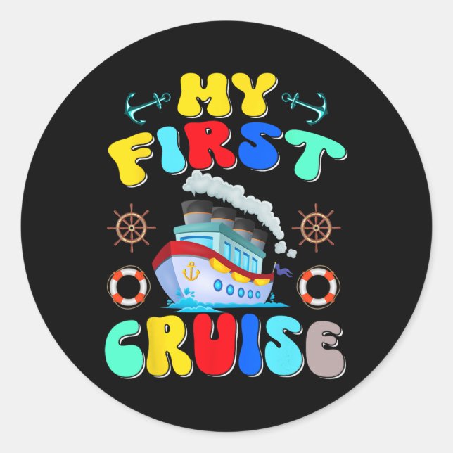 Sticker Rond Mon premier voyage de croisière 2025 croisière en  (Devant)