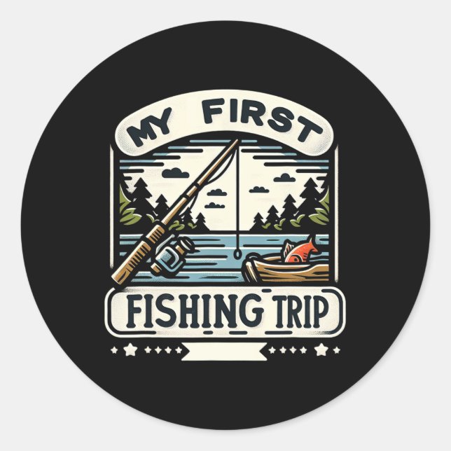 Sticker Rond Mon premier voyage de pêche (Devant)