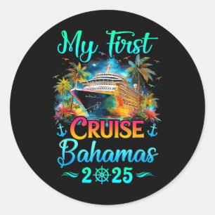 Sticker Rond Mon premier voyage en croisière Bahamas 2025 en fa