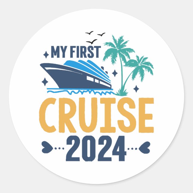 Sticker Rond Mon premier voyage en mer 2024 (Devant)