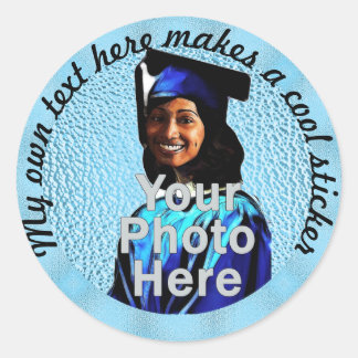 Sticker Rond Mon propre texte ici Photo 6dcff6 Soft Blue