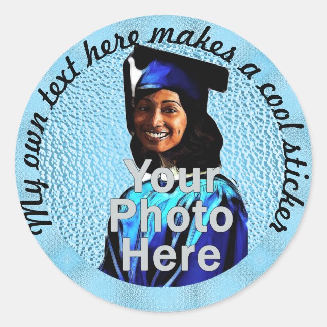 Sticker Rond Mon propre texte ici Photo 6dcff6 Soft Blue (Devant)