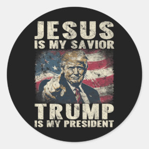 Sticker Rond Mon Sauveur Trump est mon Président 2024 American