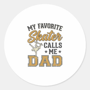 Sticker Rond Mon Skateur Préféré M'appelle Papa Vintage Shirt_1