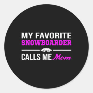 Sticker Rond Mon Snowboarder favori M'Appelle Maman
