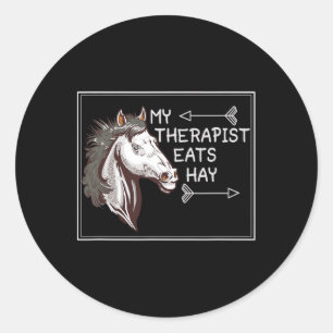 Sticker Rond Mon Thérapeute Mange Hay Anglais équitation Hors