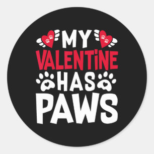 Sticker Rond Mon Valentin a des pattes drôle Amoureux des chien