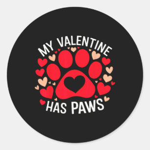 Sticker Rond Mon Valentin a des pattes Saint-Valentin Chien Pu