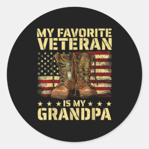 Sticker Rond Mon vétéran préféré est mon grand-père Grand-père
