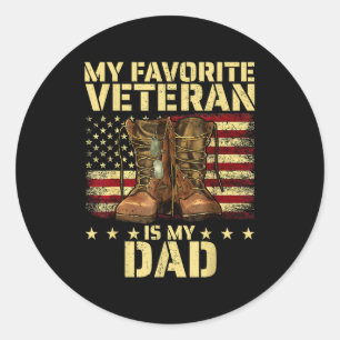 Sticker Rond Mon vétéran préféré est mon papa jour des vétérans