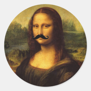 Sticker Rond Mona Lisa Avec Moustache