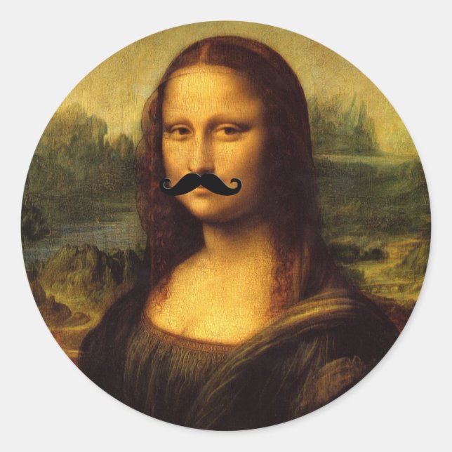 Sticker Rond Mona Lisa Avec Moustache (Devant)