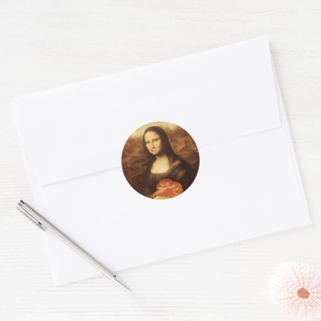 Sticker Rond Mona Lisa Cœur Saint-Valentin Baiser (Enveloppe)