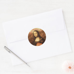 Sticker Rond Mona Lisa Cœur Saint-Valentin Bisou