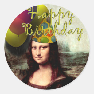 Sticker Rond Mona Lisa - La fille d'anniversaire