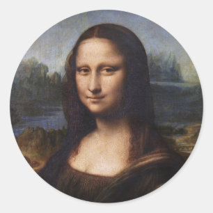 Sticker Rond Mona Lisa & Léonard de Vinci / Italie vintage