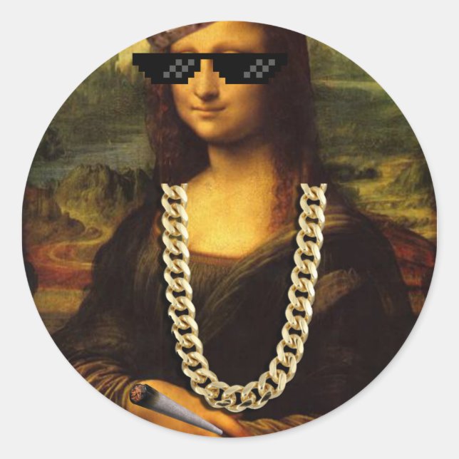 Sticker Rond Mona Lisa Thug Life Art Life (Devant)