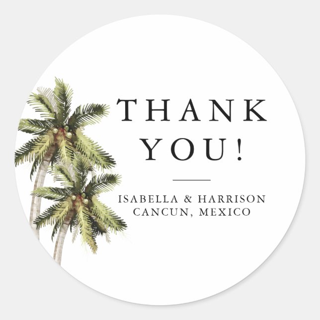 Sticker Rond MONA Plage minimaliste Palm Tree Océan (Devant)