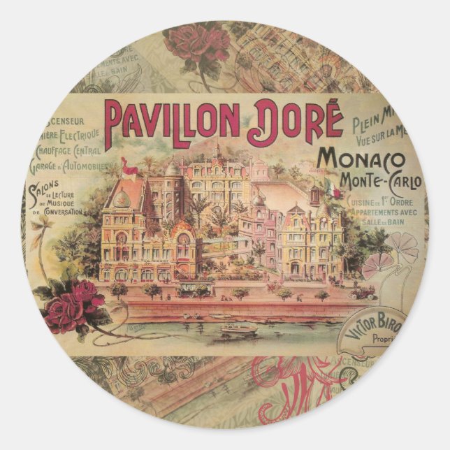 Sticker Rond Monaco Fancy Côte d'Azur Vintage France (Devant)