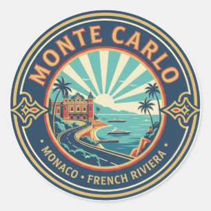 Sticker Rond Monaco Monte-Carlo la nuit