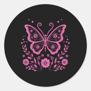 Sticker Rond Monarch Flower Exotic Cancer du sein Sensibilisati