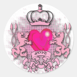 Sticker Rond monarchie de jubilé rose chaud